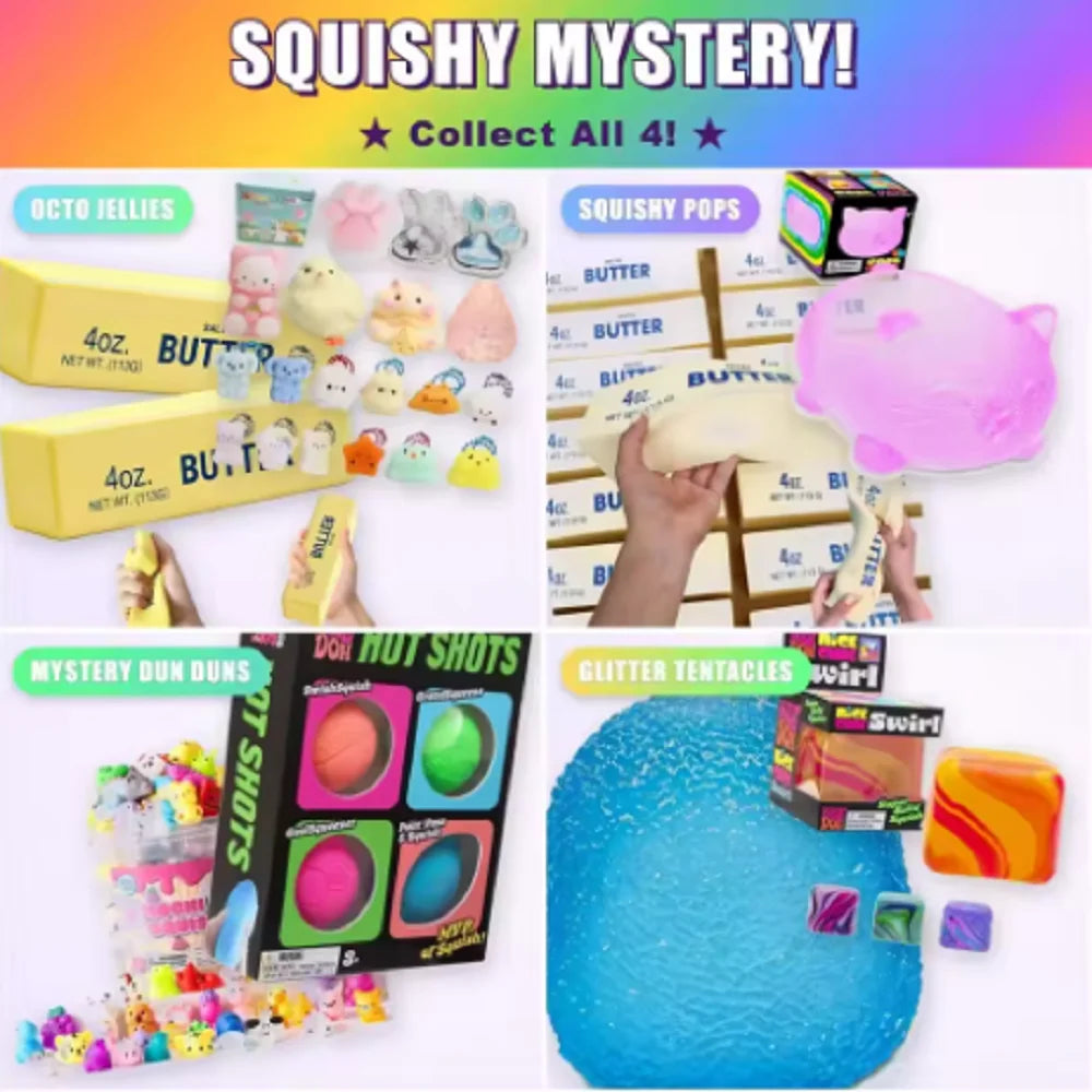 Christmas Holiday Mystery Squish Collectible Box, Festive Random Fidget Squish Toys, Kids Xmas Favorite Gift