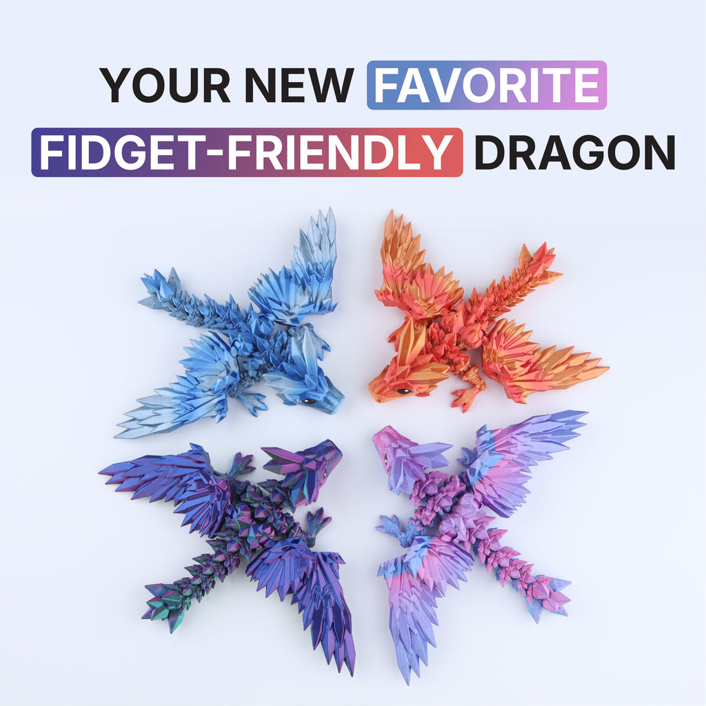 Crystal Wing Tadling Dragon Fidget Toy – Articulated Fantasy Desk Toy Gift