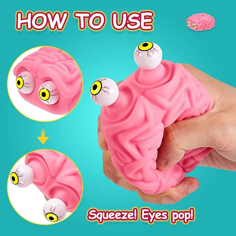 Flippy Brain Squishy Eye Popping Fidget Toy | Stress and Anxiety Relief Squeeze Ball