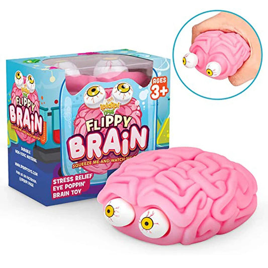 Flippy Brain Squishy Eye Popping Fidget Toy | Stress and Anxiety Relief Squeeze Ball