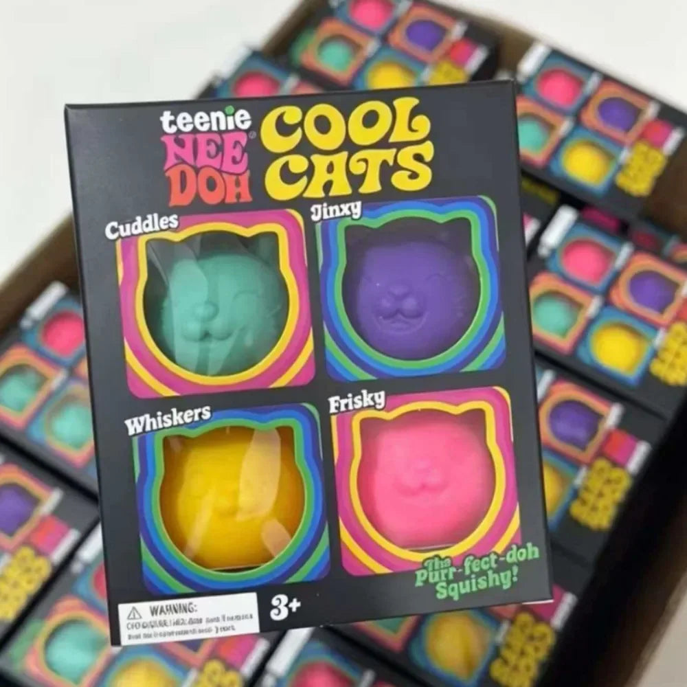 4 Pack Needoh Cool Cat Squishy Toys Slow Rise Stress Relief Ball Sensory