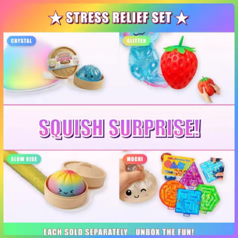 Christmas Holiday Mystery Squish Collectible Box, Festive Random Fidget Squish Toys, Kids Xmas Favorite Gift