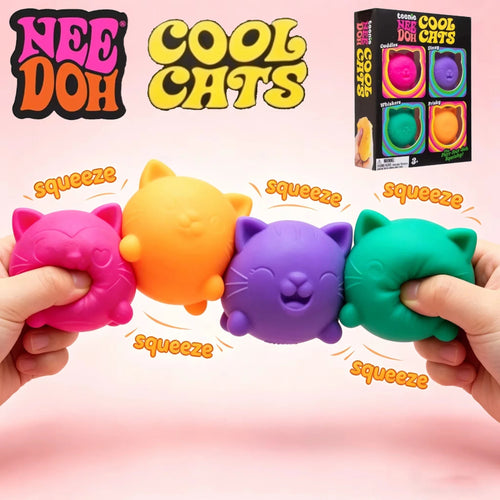 4 Pack Needoh Cool Cat Squishy Toys Slow Rise Stress Relief Ball Sensory