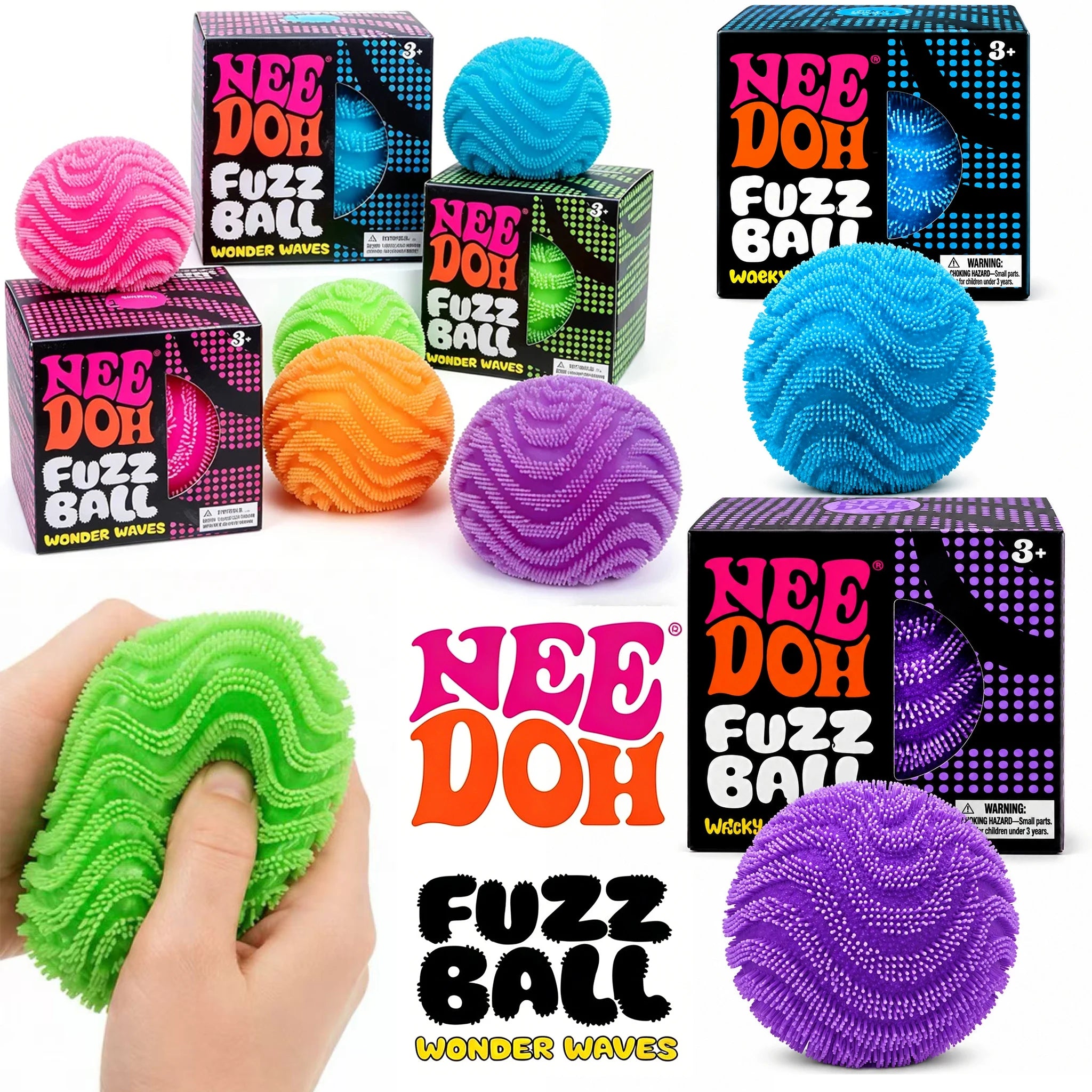 4 Pack Needoh Cool Cat Squishy Toys Slow Rise Stress Relief Ball Sensory